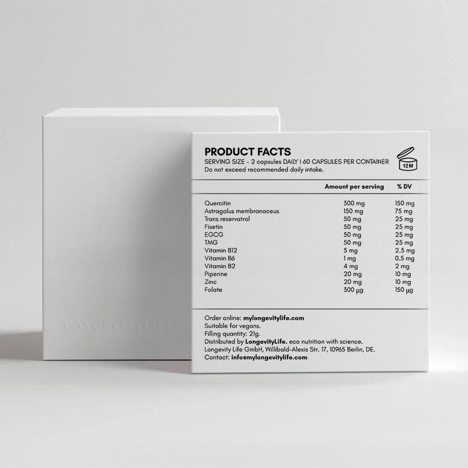 Ingredients of the NMN product, distributed by LongevityLife.