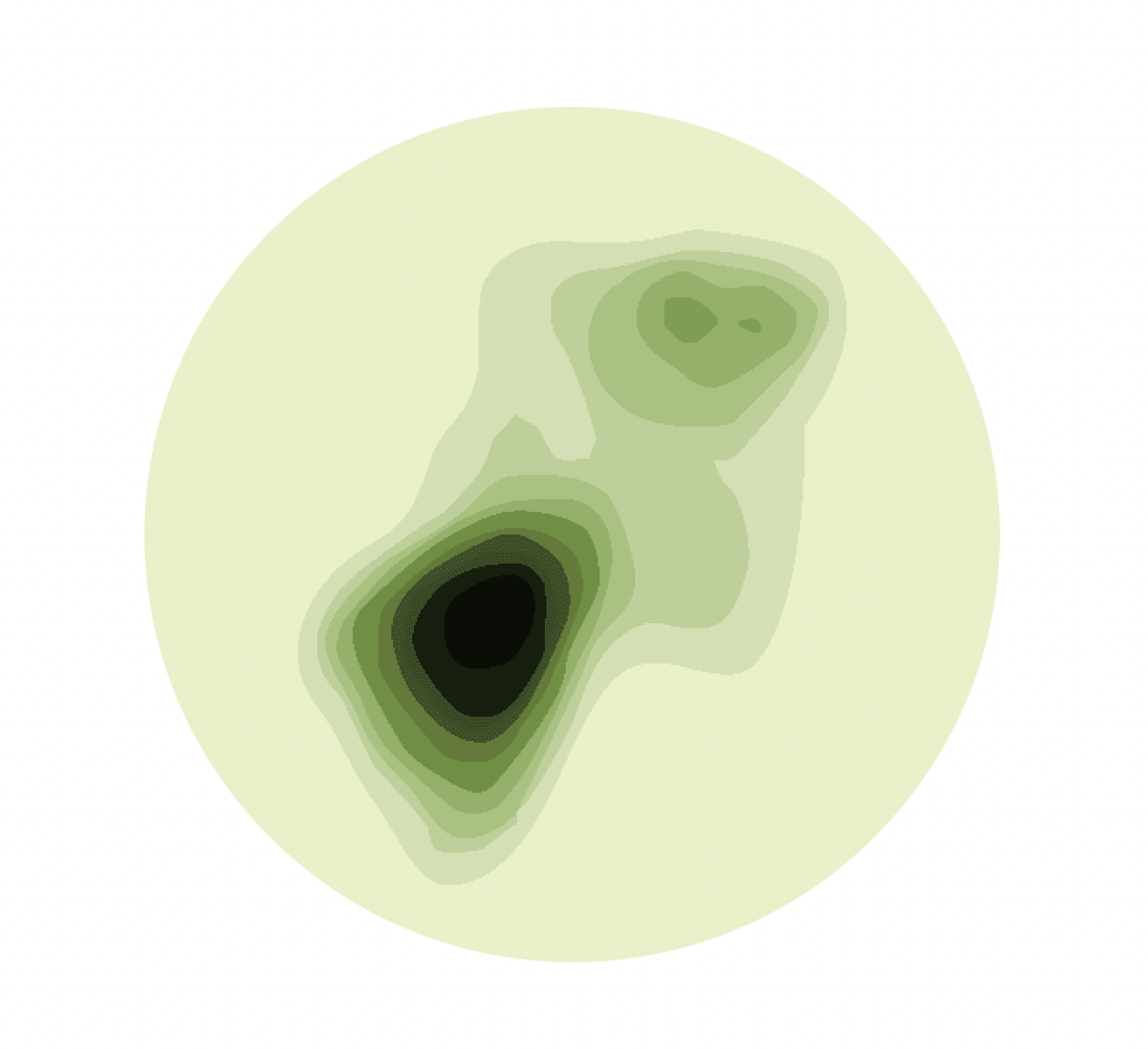 A green circle featuring a black dot at its center.