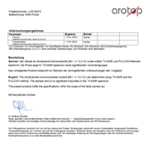 A paper and parameters with the analysis reports of the products.
