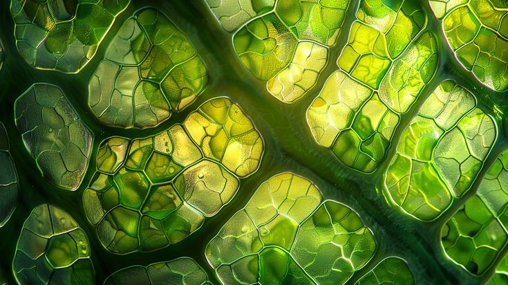 A close up through a microscopic of a plant cell.
