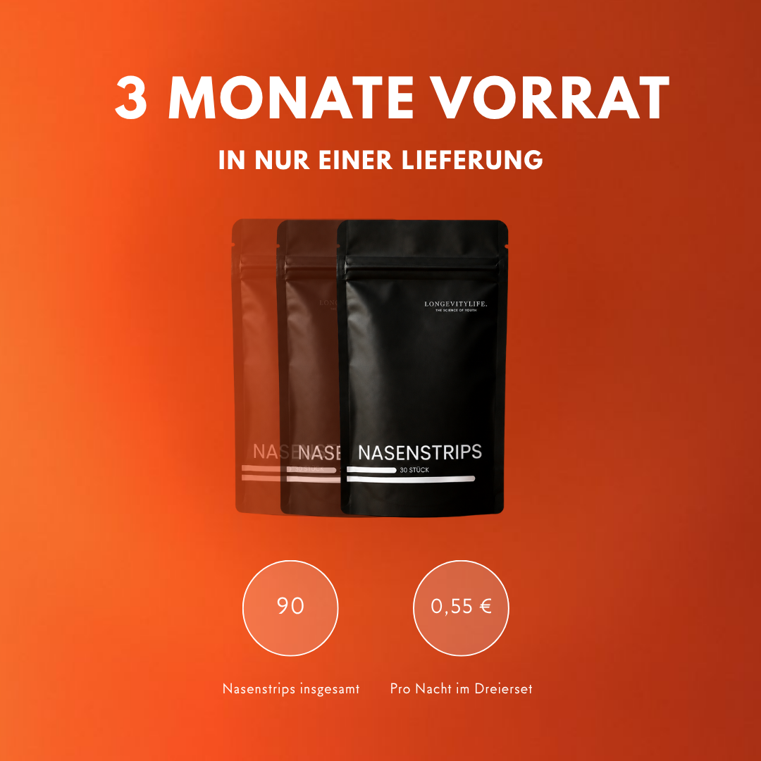 Drei Beutel Nasenstrips als Dreimonatsvorrat mit insgesamt 90 Strips