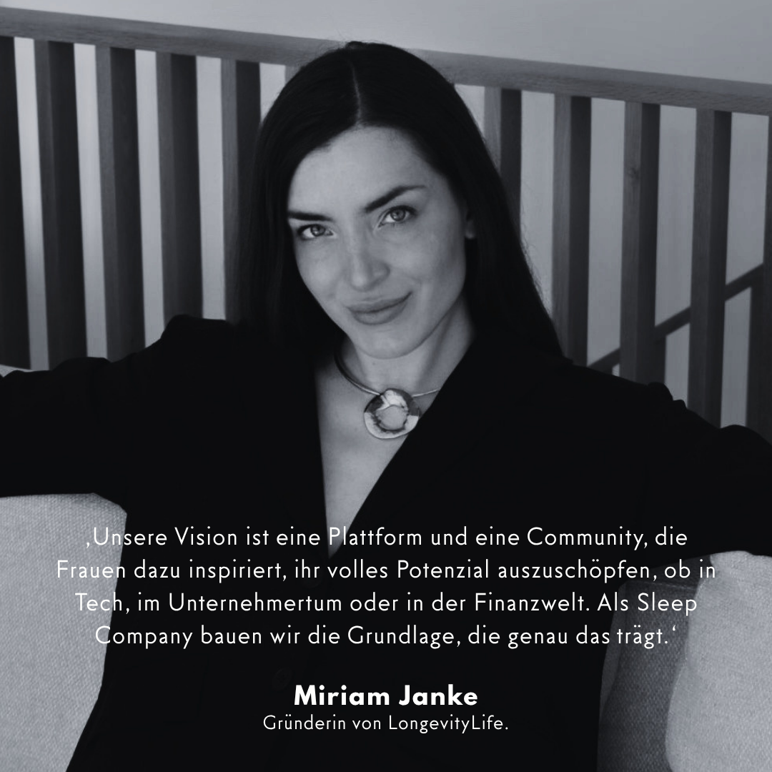 Miriam Janke, Gründerin von LongevityLife, mit ihrem Zitat zur Vision der Marke