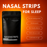 Nasal strips pouch next to a list of product features