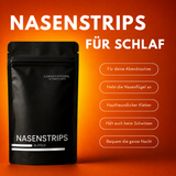 Beutel Nasenstrips neben einer Liste der Produktmerkmale
