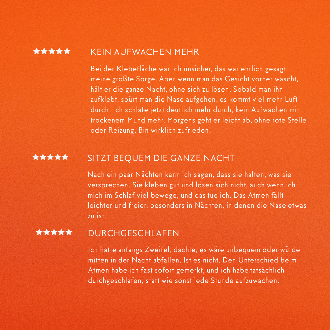 Drei Kundenbewertungen mit fünf Sternen zu den Nasenstrips