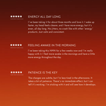 Three five-star customer reviews of the NMN powder