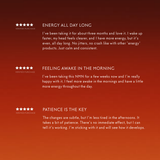 Three five-star customer reviews of the NMN powder