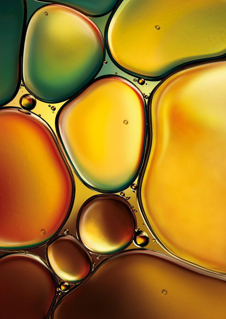 Colorful oil and water bubbles in a close-up shot