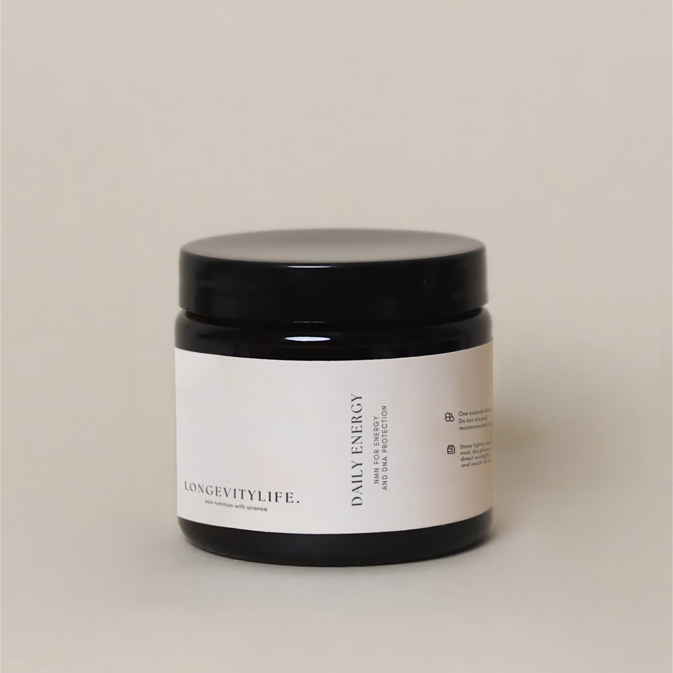 Daily energy capsule jar, NMN for energy and DNA protection.