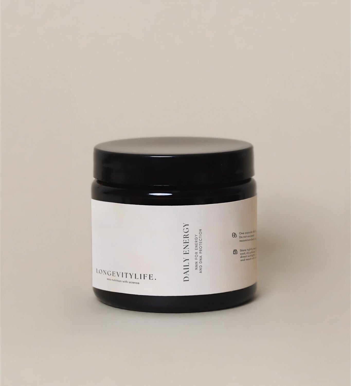Daily energy capsule jar, NMN for energy and DNA protection.
