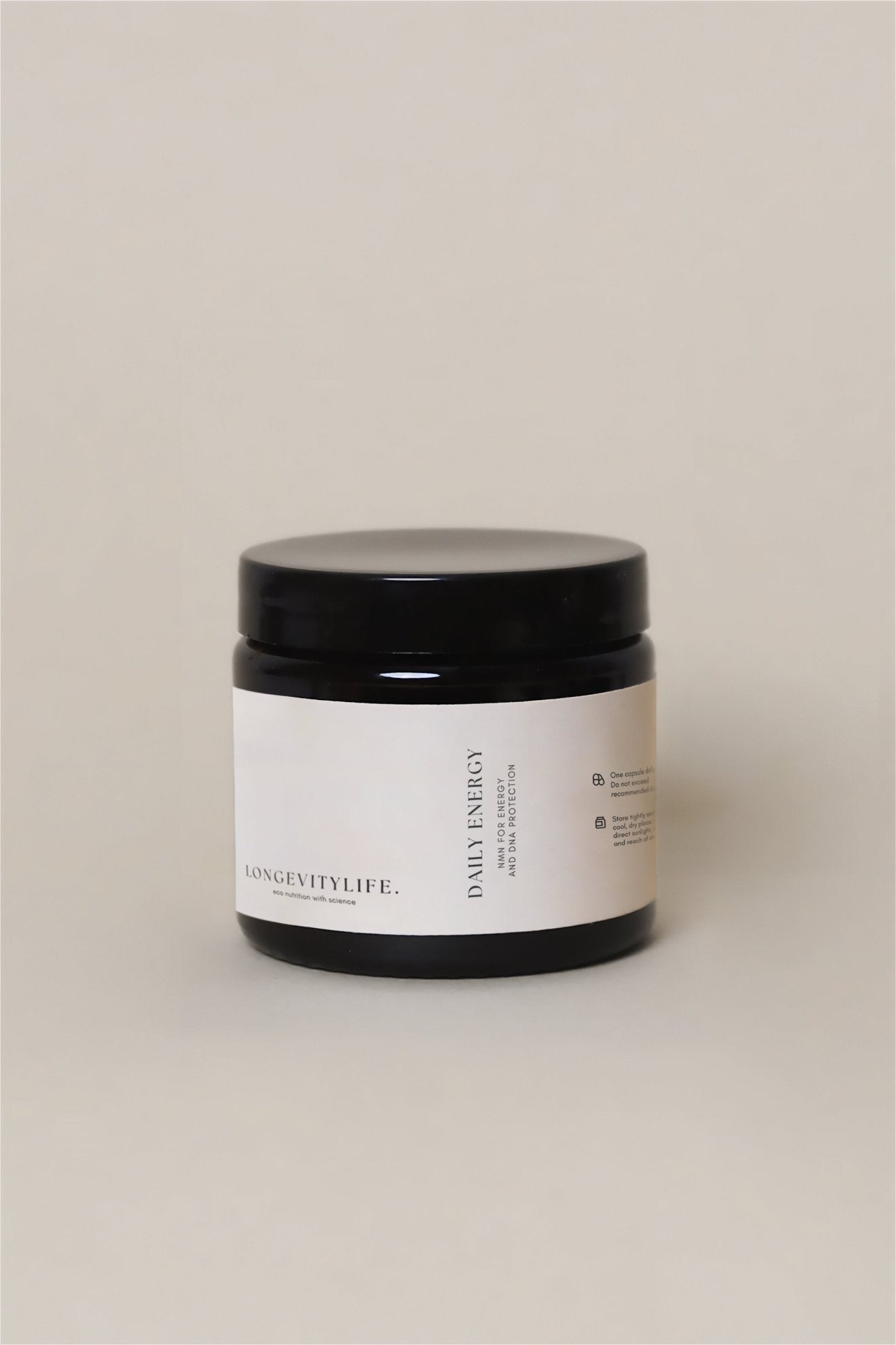 Daily energy capsule jar, NMN for energy and DNA protection.