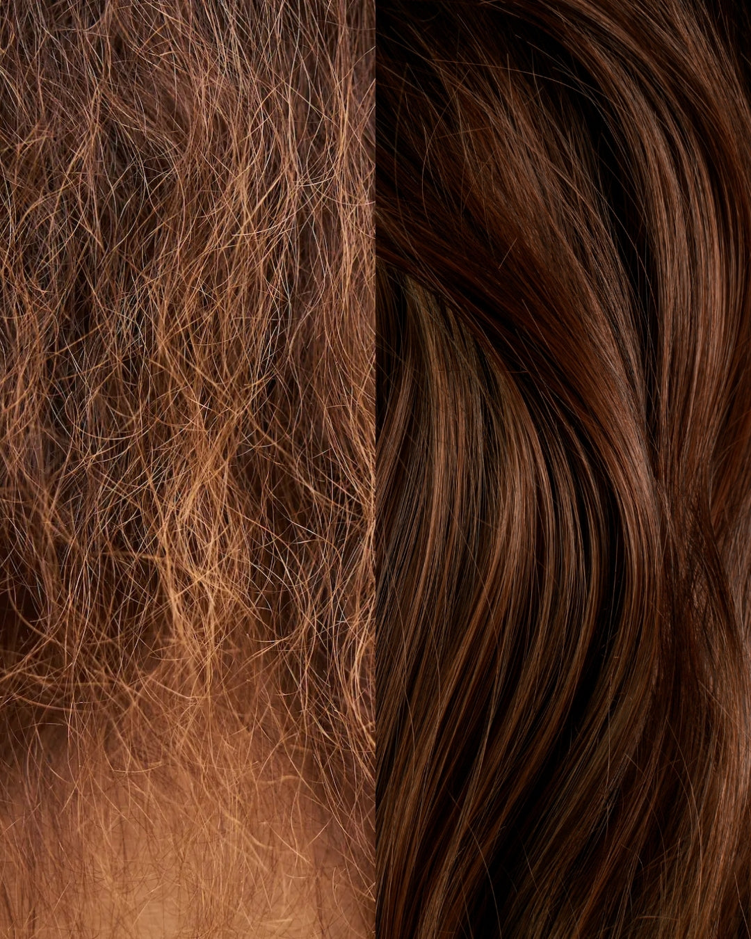 Before and after images showing a dramatic change in hair color, highlighting the transformation process.