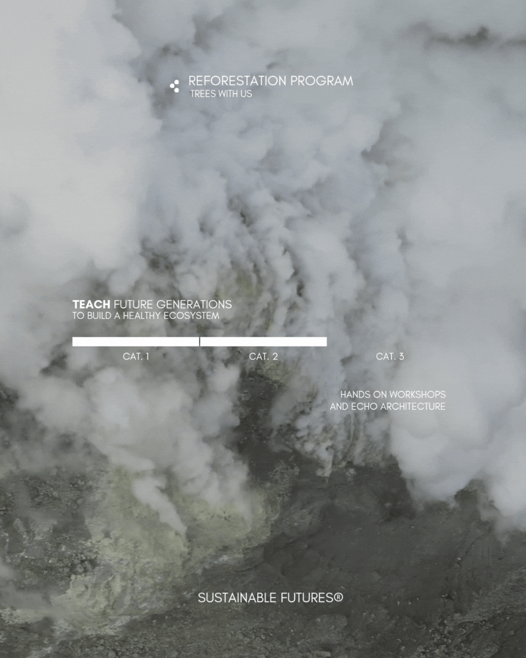 Volcano with smoke representing the importance to build a healthy ecosystem.