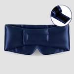 Rückseite der Silk-Schlafmaske in Dunkelblau mit verstellbarem Klettband