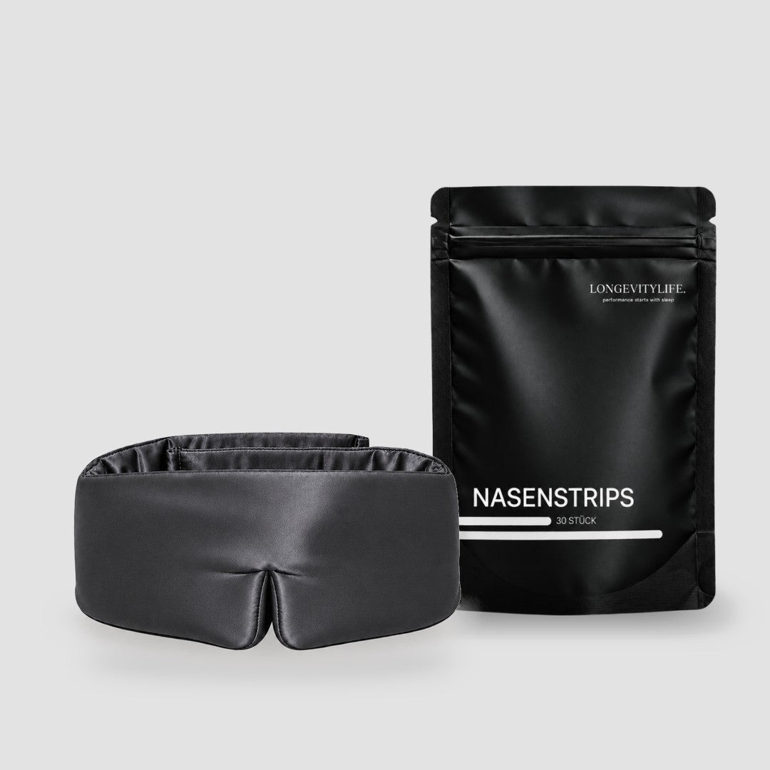Deep Sleep Bundle: Silk-Schlafmaske in Anthrazit und Silk-Nasenpflaster, 30 Stück