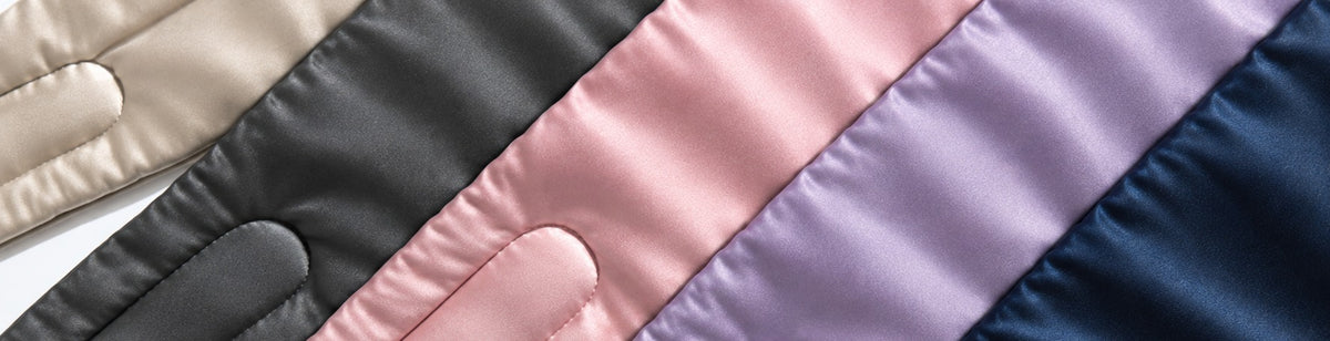Silk sleep masks in several colours side by side