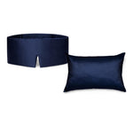 Beauty Sleep Set: Satin-Schlafmaske und Satin-Kissenbezug in Night Blue